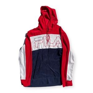 FILA Red, White, & Blue Men’s All Fleece hoodie Size XXL. Fourth of July vibes!